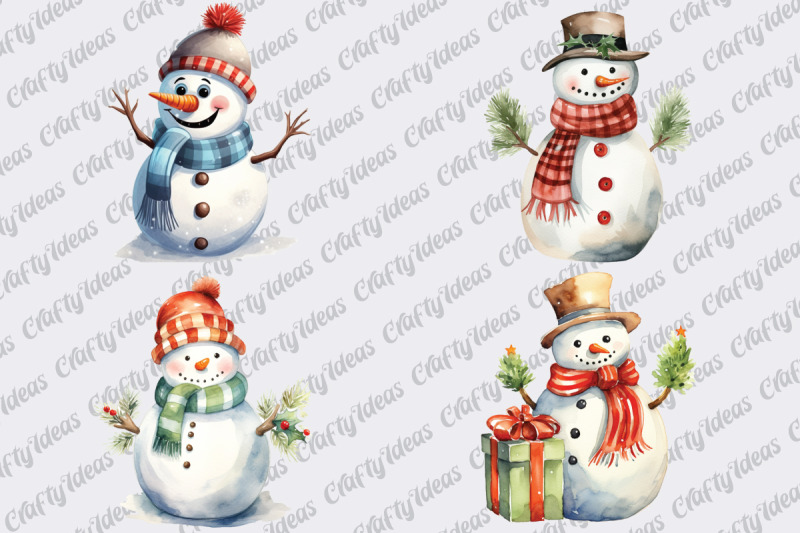 cute-christmas-snowman-clipart-bundle