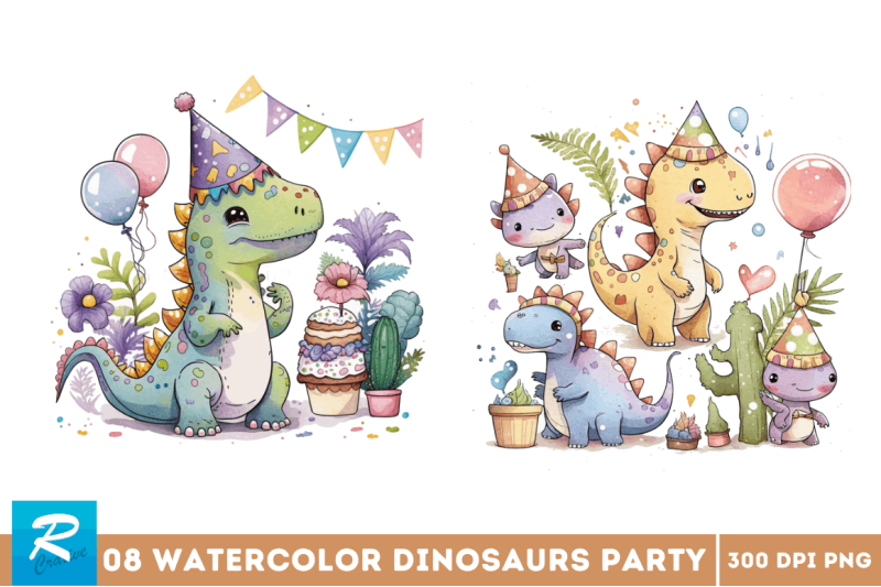 watercolor-cute-dinosaurs-party-bundle