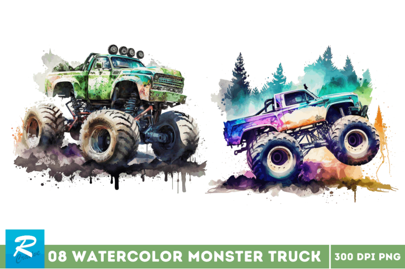 watercolor-monster-truck-bundle