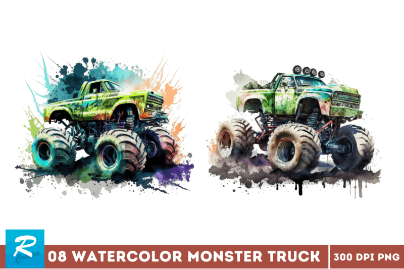 watercolor-monster-truck-bundle