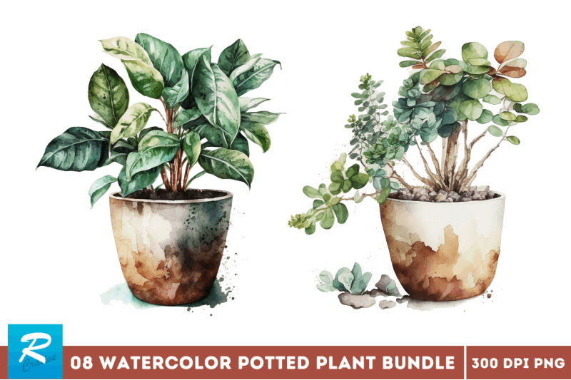 watercolor-potted-plant-bundle