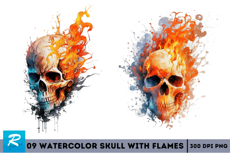 watercolor-skull-with-flames-bundle