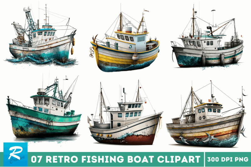 retro-fishing-boat-clipart-bundle