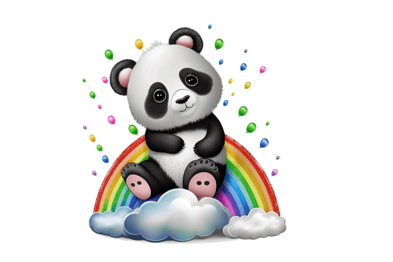 baby-panda-with-rainbow-cloud-clipart-bundle