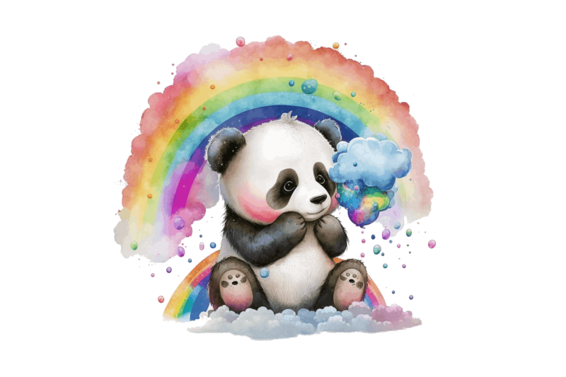 baby-panda-with-rainbow-cloud-clipart-bundle