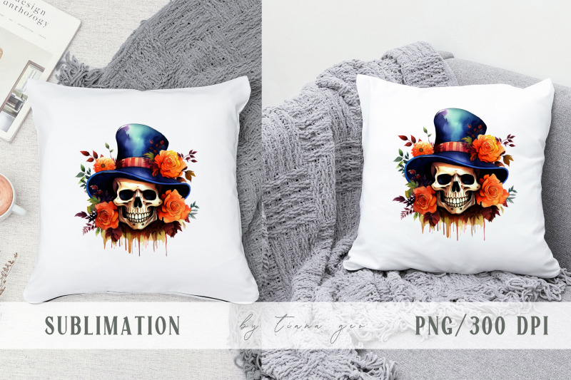 halloween-floral-skull-with-witch-hat-clipart-1-png