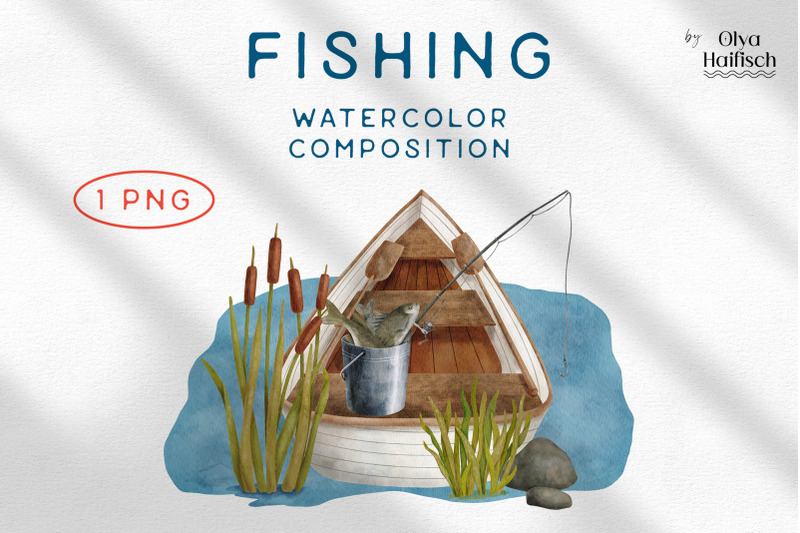 watercolor-boat-clipart-fishing-on-lake-png-hand-drawn-illustration