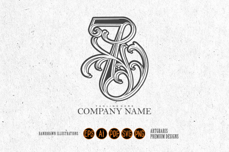 creating-luxury-vintage-number-7-monogram-logo-outline