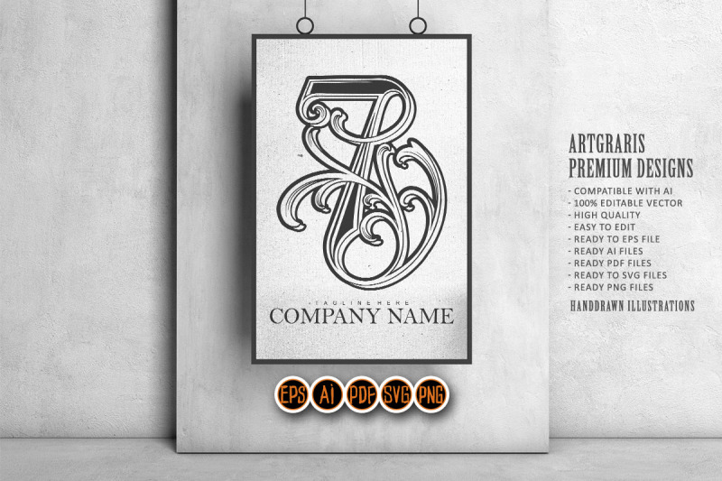 creating-luxury-vintage-number-7-monogram-logo-outline