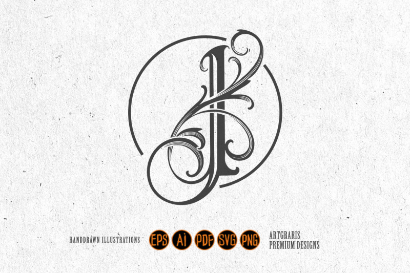 flourish-lettering-i-monogram-logo-vintage-luxury-outline