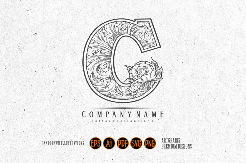 antique-classic-lettering-c-monogram-logo-outline