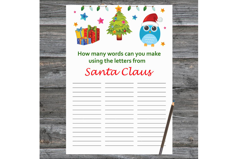 tree-owl-christmas-card-how-many-words-can-you-make-from-santa-claus