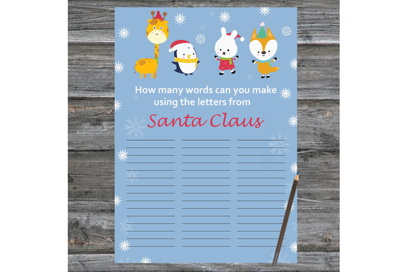 animals-christmas-card-how-many-words-can-you-make-from-santa-claus