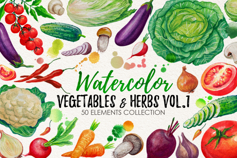 watercolor-vegetables-herbs