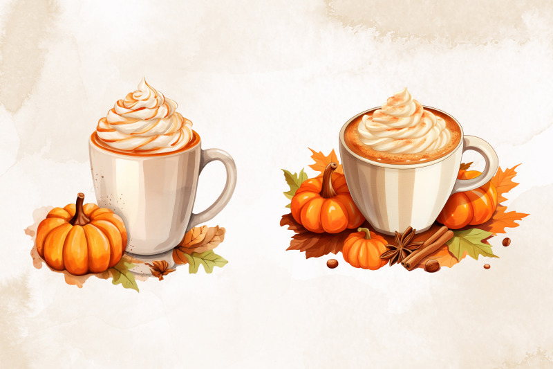 fall-coffee-watercolor-clipart-bundle