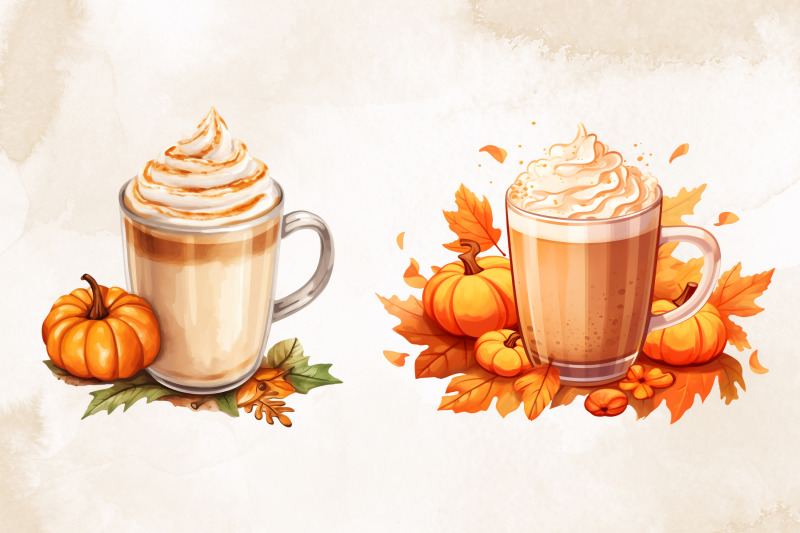 fall-coffee-watercolor-clipart-bundle