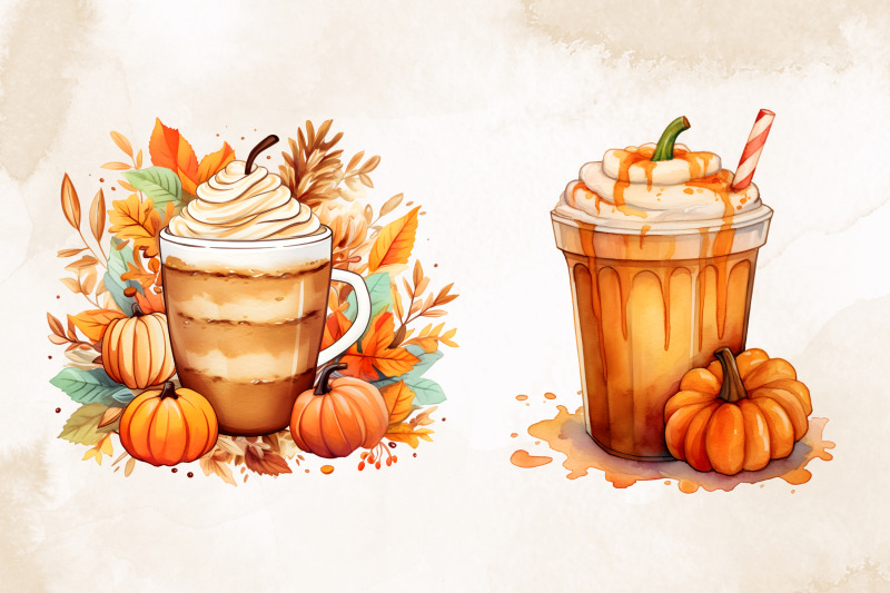 fall-coffee-watercolor-clipart-bundle