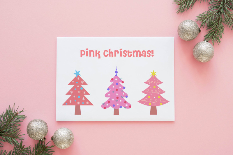 pink-christmas-tree-set
