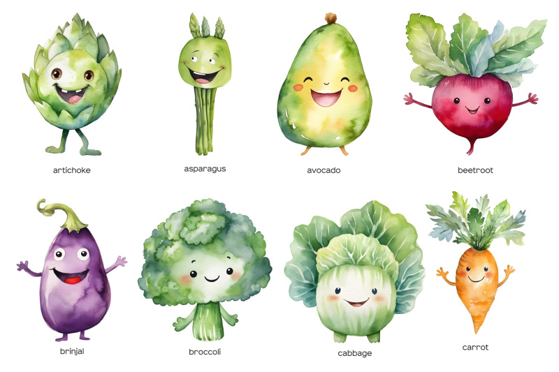 watercolor-kawaii-vegetables-happy-smiling-veggies-clip-art