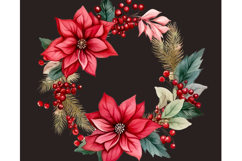 christmas-floral-clipart-bundle-xmas-bouquet-flowers