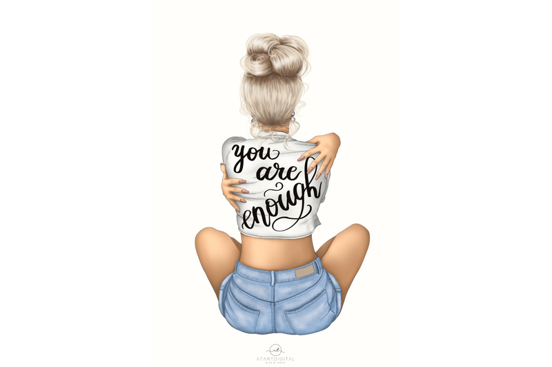 you-are-enough-png-digital-download-blonde-woman-printable-design