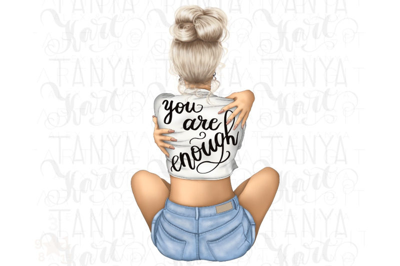 you-are-enough-png-digital-download-blonde-woman-printable-design