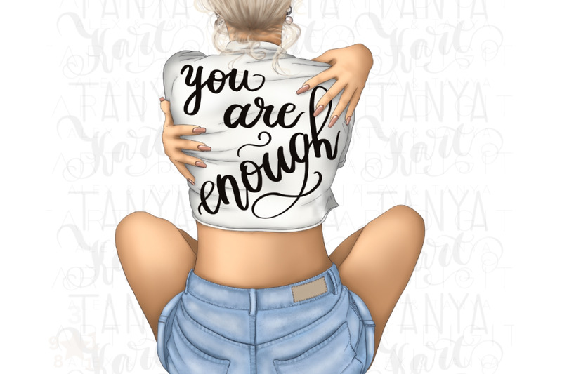 you-are-enough-png-digital-download-blonde-woman-printable-design