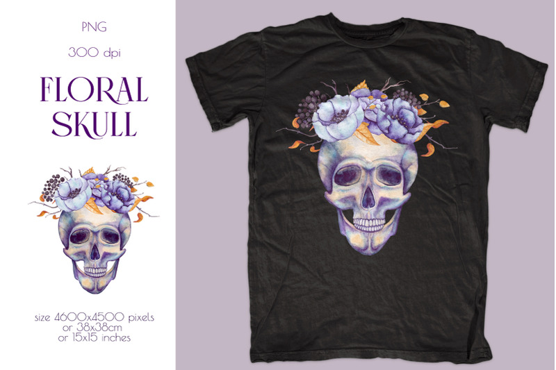 purple-floral-skull