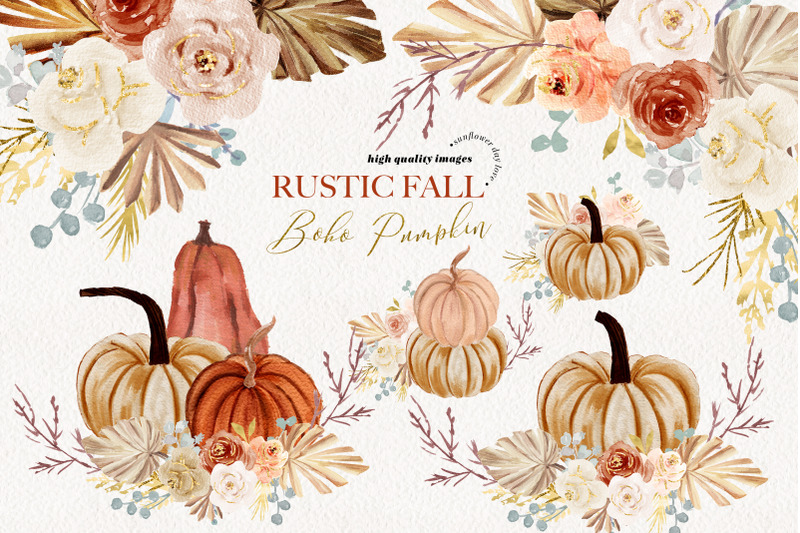 rustic-fall-pumpkin-pampas-grass-clipart-little-pumpkin