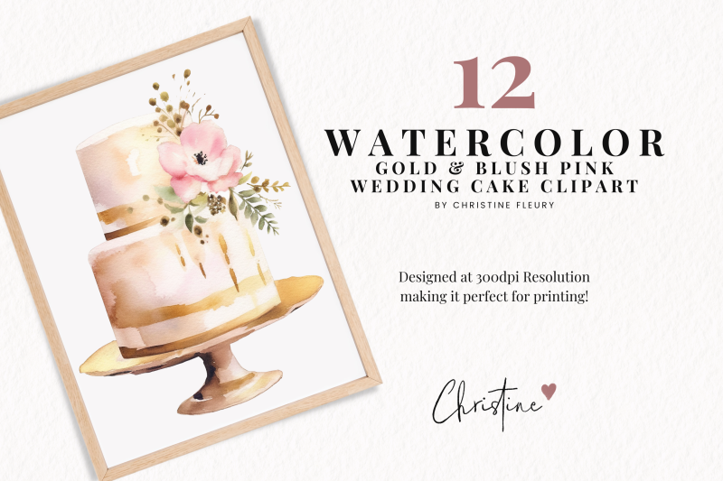 watercolor-gold-blush-wedding-cakes-png