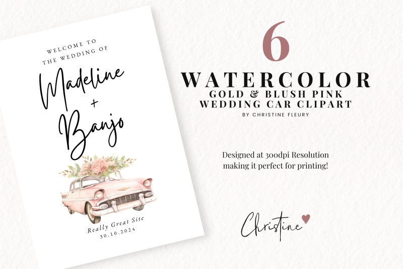 watercolor-gold-amp-blush-wedding-cars-png