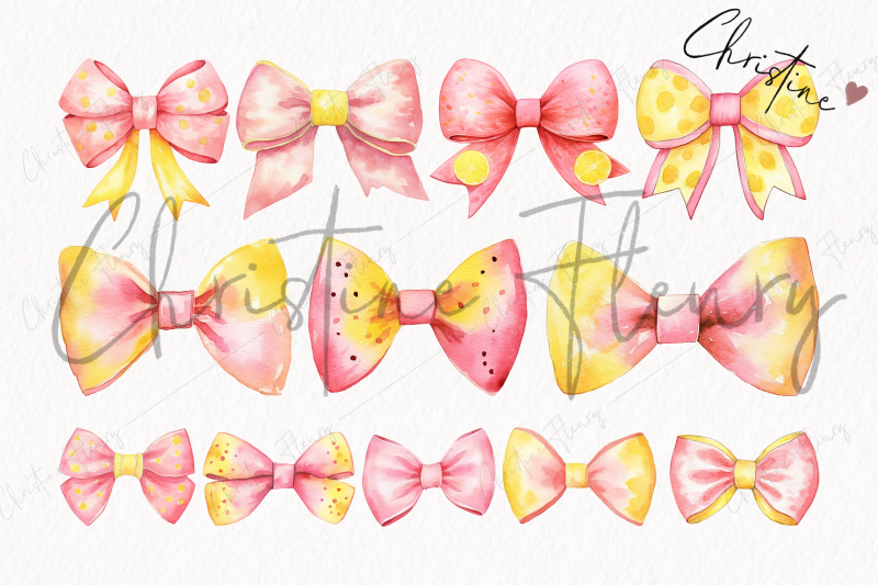 watercolor-pink-lemonade-bow-clipart