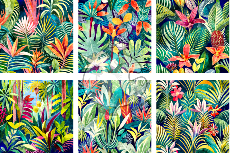 jungle-foliage-transparent-watercolor-pattern-backgrounds