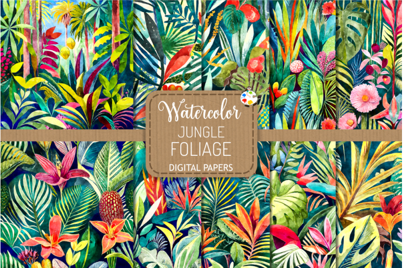 jungle-foliage-transparent-watercolor-pattern-backgrounds