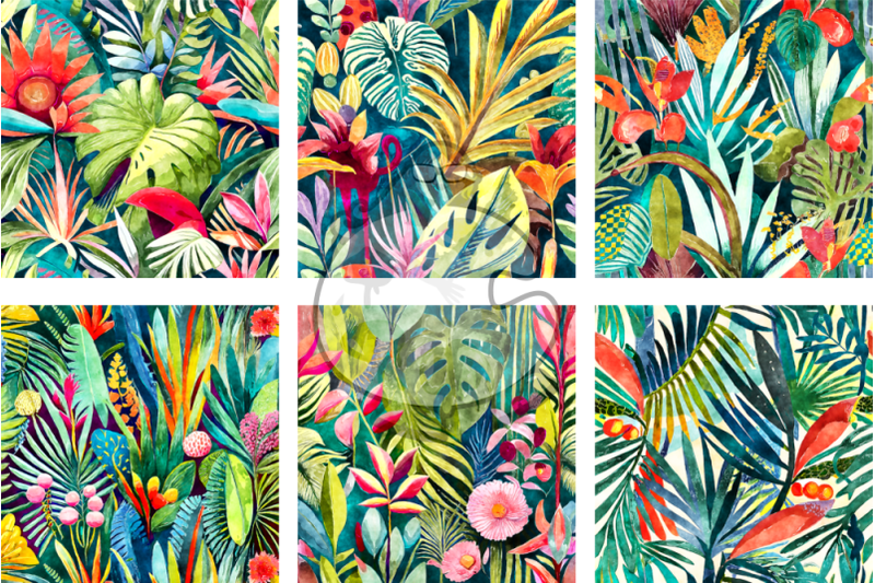 jungle-foliage-transparent-watercolor-pattern-backgrounds