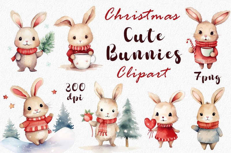christmas-bunny-watercolor-clipart