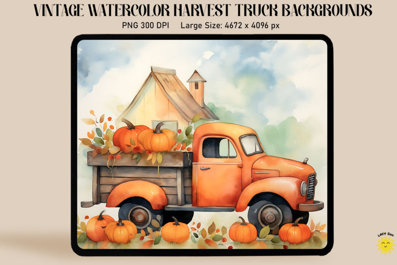 watercolor-harvest-truck-with-pumpkins