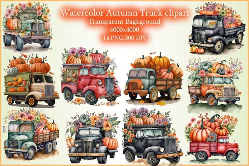 watercolor-autumn-truck-clipart-set