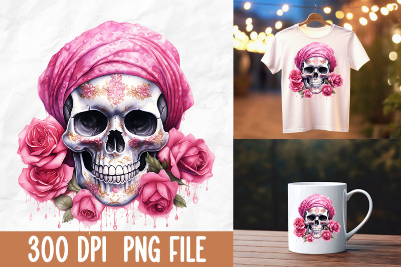 breast-cancer-skull-bandana-rose-flower