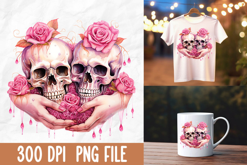 breast-cancer-pink-rose-spooky-skull