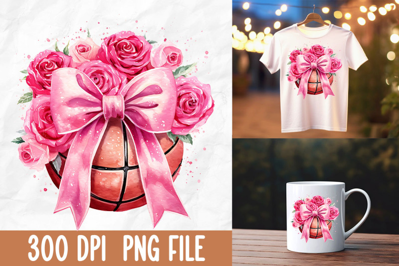 breast-cancer-pink-rose-bow-basketball