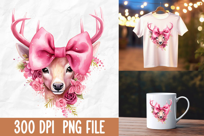 breast-cancer-pink-deer-antlers-ribbon