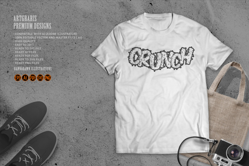 lettering-crunch-cannabis-clouds-smoke-monochrome