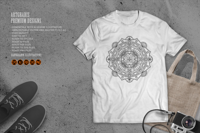 lotus-mandala-flourish-luxury-weed-ornament-monochrome