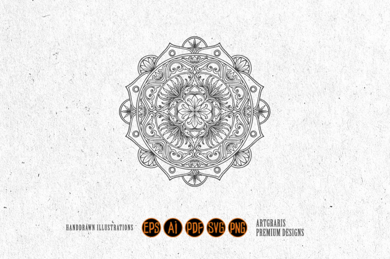 lotus-mandala-flourish-luxury-weed-ornament-monochrome