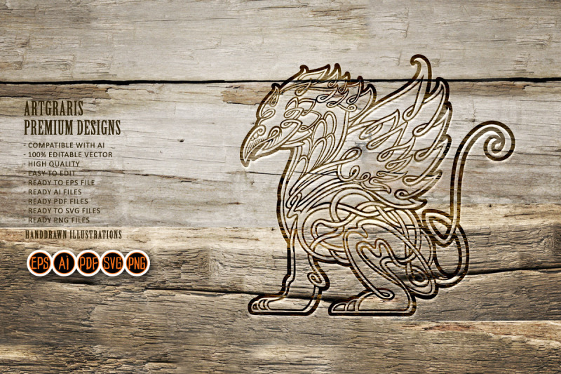 elegant-griffin-classic-flourish-mythical-ornament-monochrome