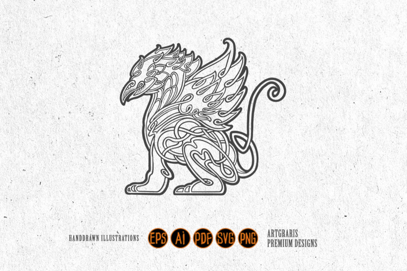 elegant-griffin-classic-flourish-mythical-ornament-monochrome