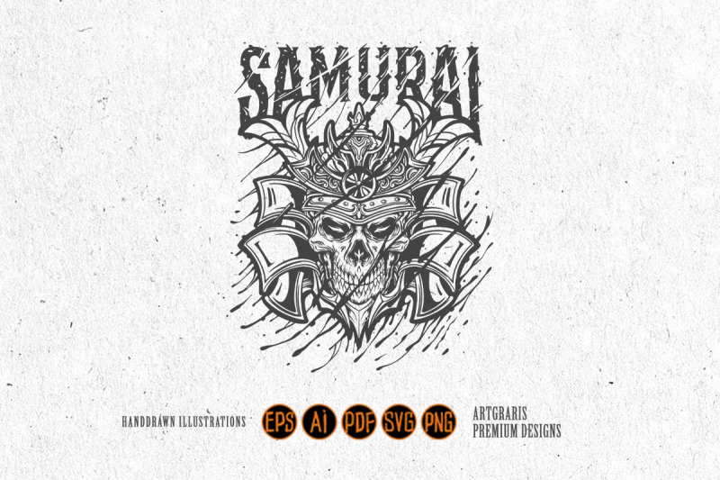 eerie-samurai-skull-head-frightening-helmet-monochrome