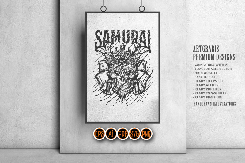 eerie-samurai-skull-head-frightening-helmet-monochrome