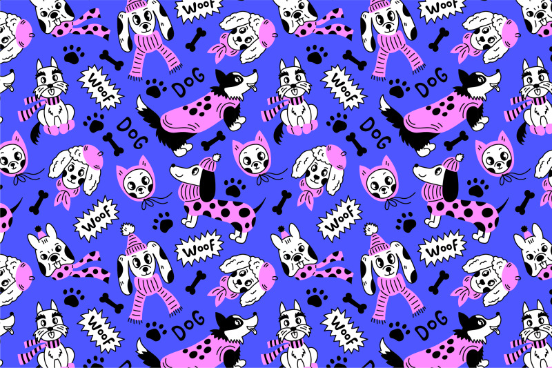 dogs-in-clothes-seamless-patterns